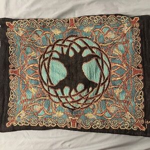 The Pyramid Collection Tree of Life Pillow Cover - Black, Teal, Gold